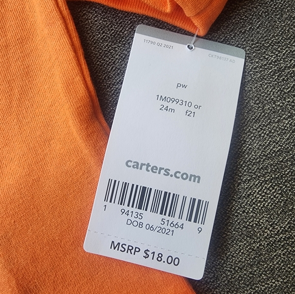 NWT Carter's Halloween glow in the dark jack o lantern with spider ls tee - Picture 4 of 5